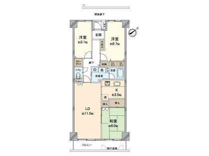 新狭山住宅 A棟 間取図(平面図) 間取図(平面図)
