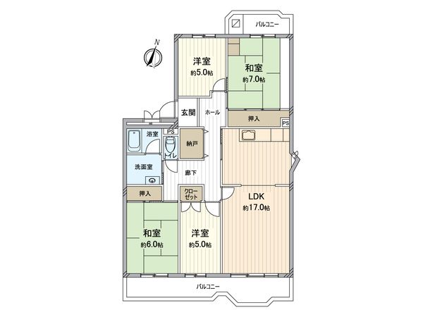 所沢パークタウングリーン並木 13号棟 間取図(平面図) 所沢パークタウングリーン並木 13号棟 間取図(平面図)