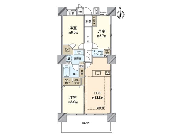 クレアシティ所沢 間取図(平面図) クレアシティ所沢 間取図(平面図)
