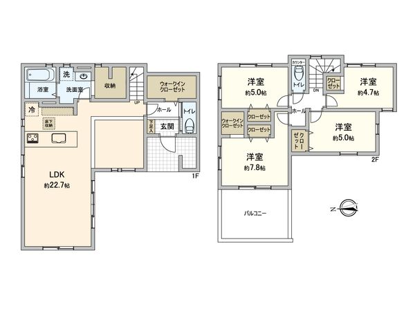 飯能市川寺 新築戸建 1号棟 間取図(平面図) 飯能市川寺 新築戸建 1号棟 間取図(平面図)