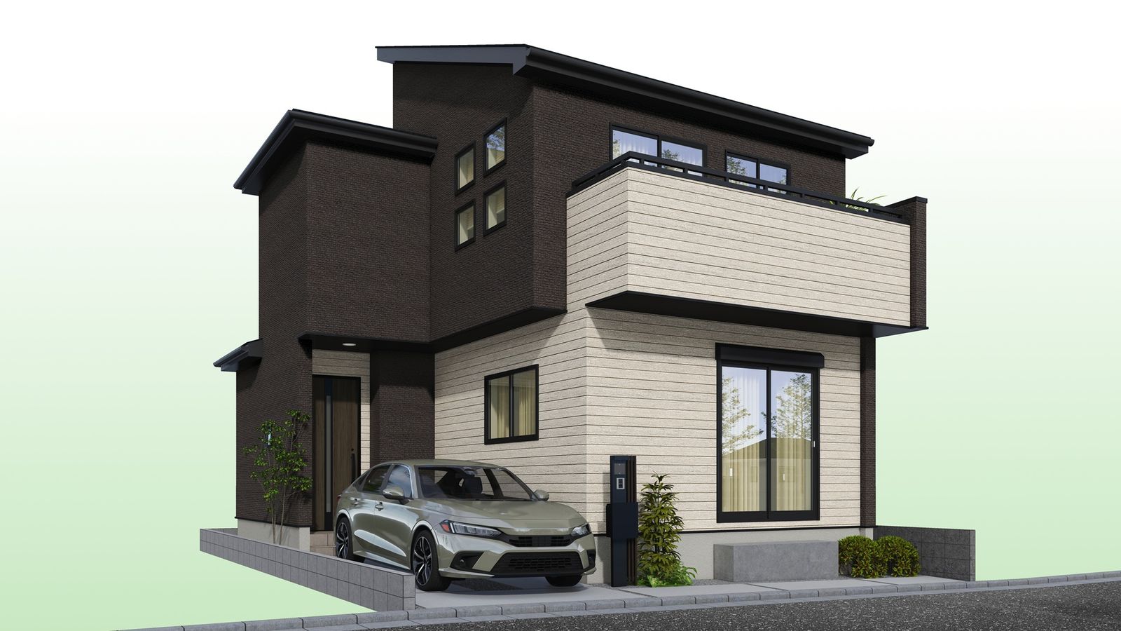 ふじみ野市福岡武蔵野 新築戸建 外観パース図 外観パース図