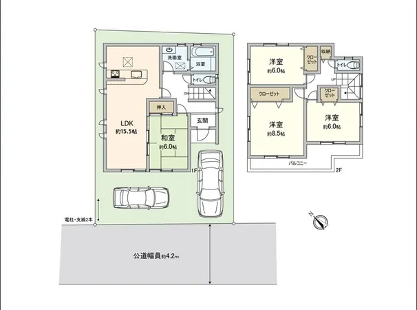 全居室２面採光、収納有と使い勝手の良い4LDK。