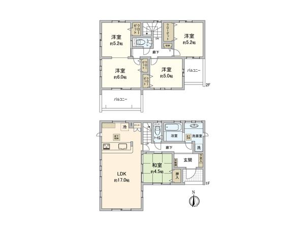 入間市宮前町 新築戸建 2号棟 間取図(平面図) 入間市宮前町 新築戸建 2号棟 間取図(平面図)