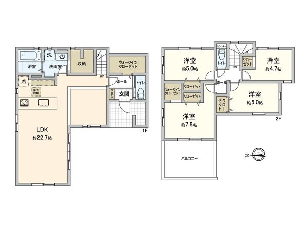 飯能市川寺 新築戸建 1号棟 間取図(平面図) 飯能市川寺 新築戸建 1号棟 間取図(平面図)