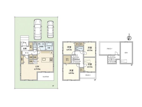 飯能市緑町 新築戸建 1号棟 間取図(平面図)