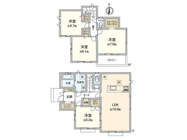 狭山市柏原 新築戸建 間取図(平面図) 狭山市柏原 新築戸建 間取図(平面図)