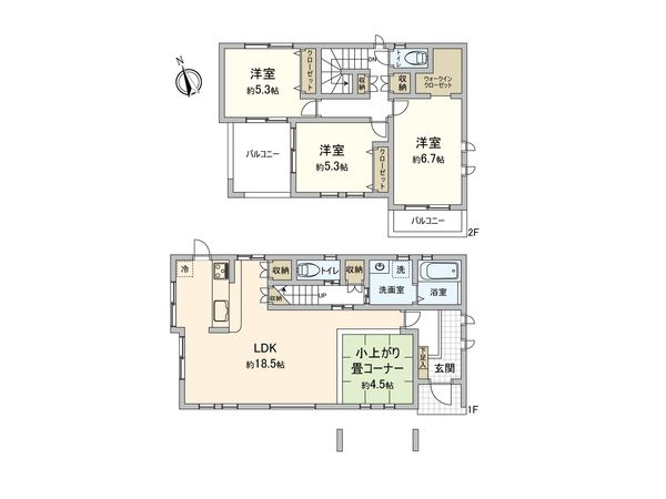 入間市小谷田 新築戸建 1号棟 間取図(平面図) 入間市小谷田 新築戸建 1号棟 間取図(平面図)