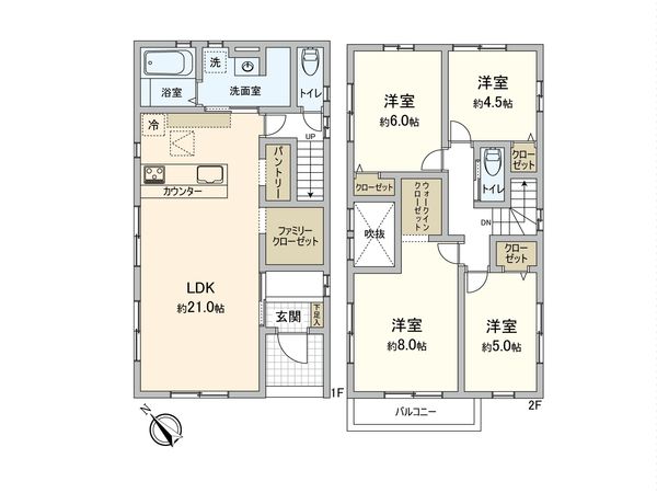 入間市扇台5丁目 新築戸建1号棟 間取図(平面図) 入間市扇台5丁目 新築戸建1号棟 間取図(平面図)