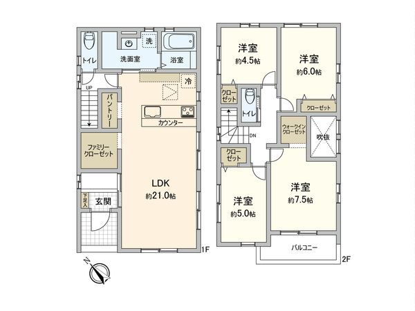 入間市扇台5丁目 新築戸建2号棟 間取図(平面図) 入間市扇台5丁目 新築戸建2号棟 間取図(平面図)