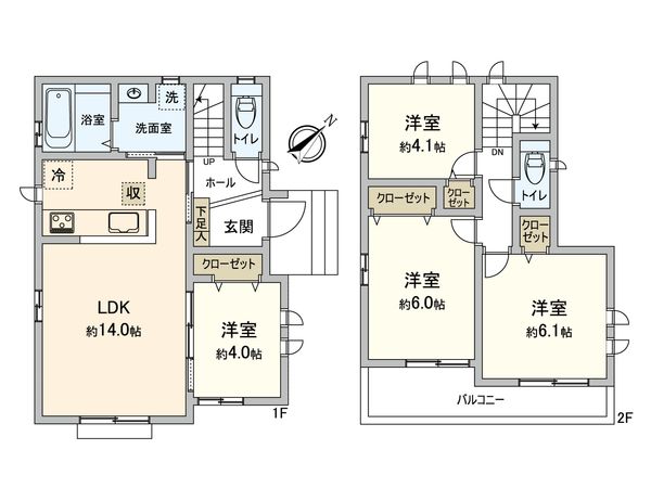 入間市久保稲荷4丁目 新築戸建 2号棟 間取図(平面図) 入間市久保稲荷4丁目 新築戸建 2号棟 間取図(平面図)