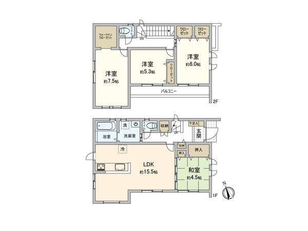 入間市小谷田 新築戸建 2号棟 間取図(平面図) 入間市小谷田 新築戸建 2号棟 間取図(平面図)