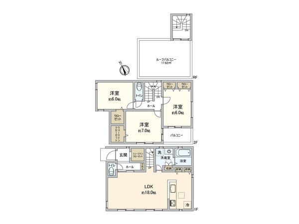 入間市扇町屋2丁目 新築戸建B号棟 間取図(平面図) 入間市扇町屋2丁目 新築戸建B号棟 間取図(平面図)