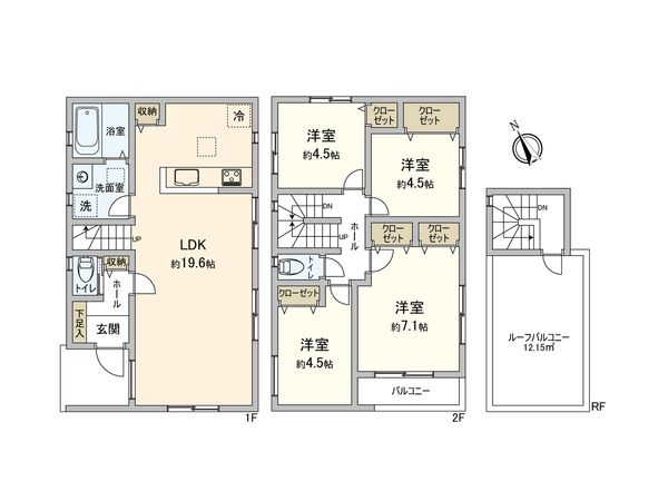 入間市扇町屋2丁目 新築戸建C号棟 間取図(平面図) 入間市扇町屋2丁目 新築戸建C号棟 間取図(平面図)