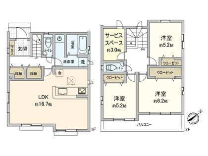 飯能市征矢町 新築戸建 1号棟 間取図(平面図)