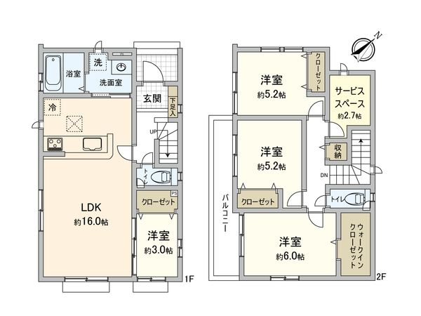 飯能市征矢町 新築戸建 2号棟 間取図(平面図)