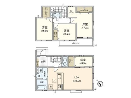 飯能市征矢町 新築戸建 4号棟 間取図(平面図)