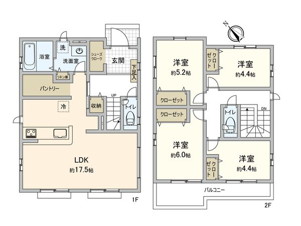 飯能市征矢町 新築戸建 5号棟 間取図(平面図) 飯能市征矢町 新築戸建 5号棟 間取図(平面図)
