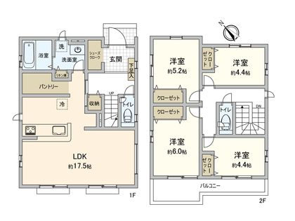 飯能市征矢町 新築戸建 5号棟 間取図(平面図)