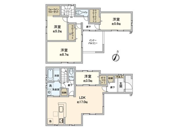 入間市鍵山2丁目 新築戸建 1号棟 間取図(平面図)