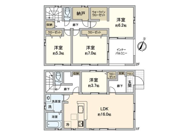 入間市鍵山2丁目 新築戸建 2号棟 間取図(平面図)
