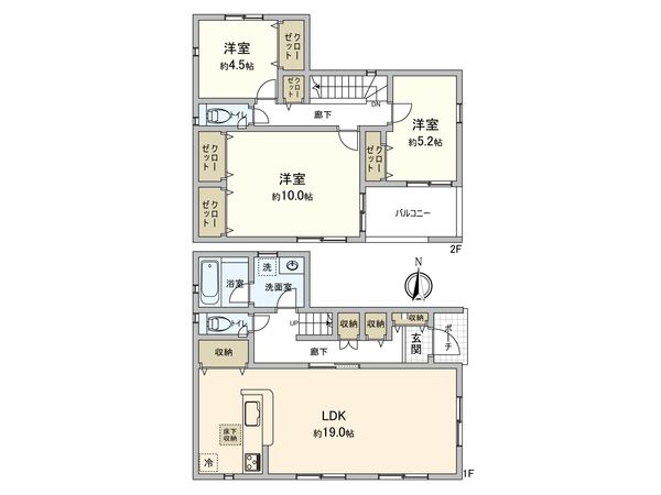 狭山市南入曽 新築戸建 1号棟 間取図(平面図) 狭山市南入曽 新築戸建 1号棟 間取図(平面図)