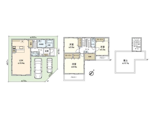 入間市東藤沢7丁目 新築戸建 B号棟 間取図(平面図) 入間市東藤沢7丁目 新築戸建 B号棟 間取図(平面図)