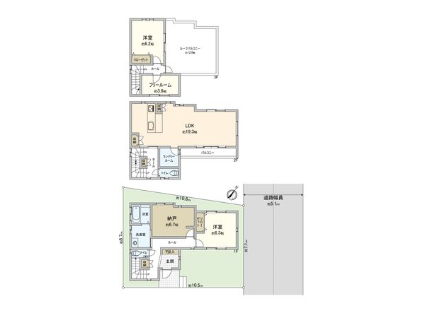 入間市東藤沢7丁目 新築戸建 D号棟 間取図(平面図) 入間市東藤沢7丁目 新築戸建 D号棟 間取図(平面図)