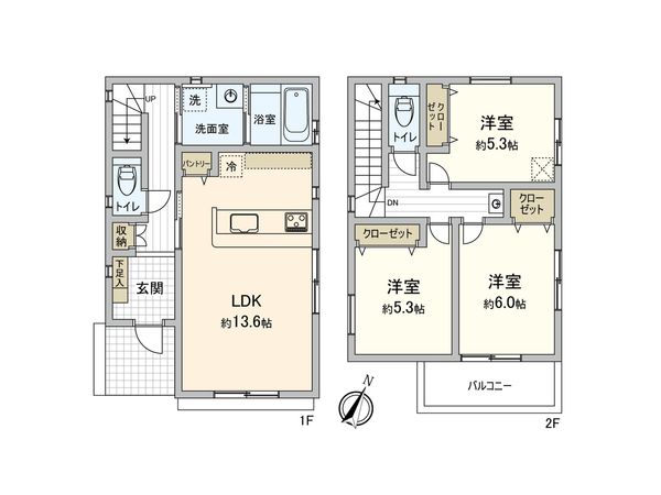 狭山市狭山 戸建 2号棟 間取図(平面図)