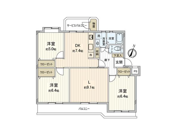 狭山グリーンハイツ 3号棟 間取図(平面図)