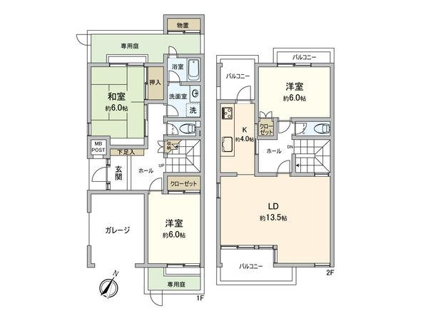 東所沢タウンハウス 6号棟 間取図(平面図)