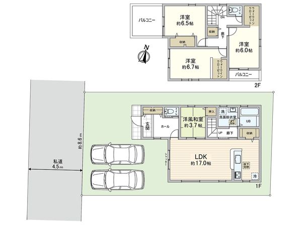 清瀬市中里2丁目 新築戸建1号棟 間取図(平面図) 清瀬市中里2丁目 新築戸建1号棟 間取図(平面図)