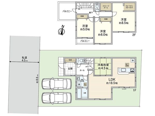 清瀬市中里2丁目 新築戸建2号棟 間取図(平面図)