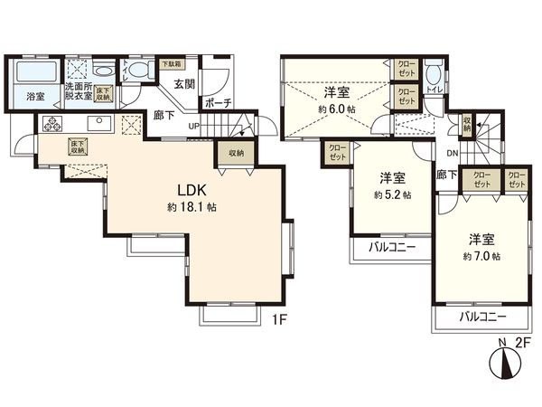新座市石神4丁目 戸建 間取図(平面図) 間取図(平面図)