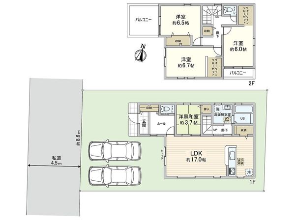 清瀬市中里2丁目 新築戸建1号棟 間取図(平面図) 清瀬市中里2丁目 新築戸建1号棟 間取図(平面図)