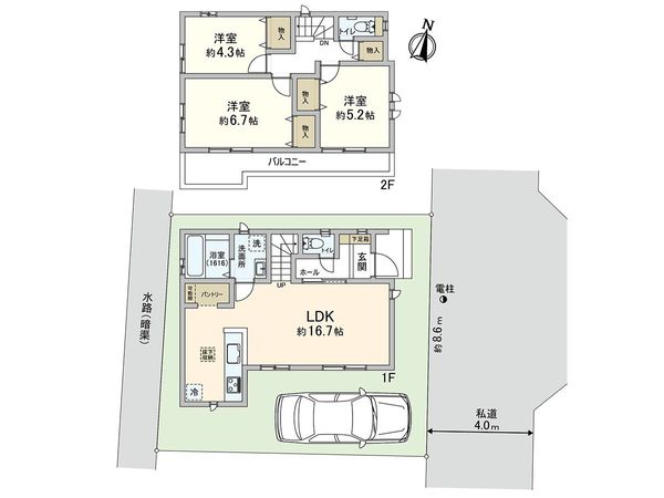 新座市野寺3丁目 新築戸建B号棟 間取図(平面図)