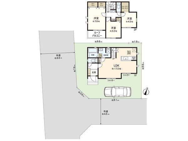 西東京市北町3丁目 新築戸建 間取図(平面図) 西東京市北町3丁目 新築戸建 間取図(平面図)