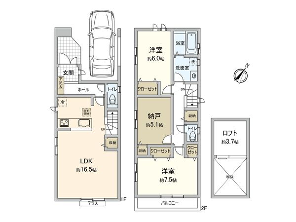 清瀬市元町1丁目 新築戸建1号棟 間取図(平面図)