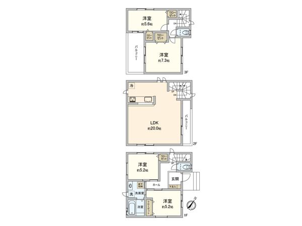 新座市新堀3丁目 新築戸建 間取図(平面図) 新座市新堀3丁目 新築戸建 間取図(平面図)