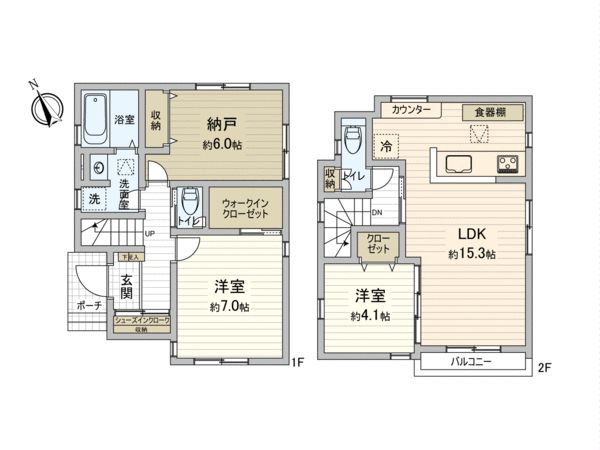 東久留米市滝山5丁目 戸建2号棟 間取図(平面図) 東久留米市滝山5丁目 戸建2号棟 間取図(平面図)
