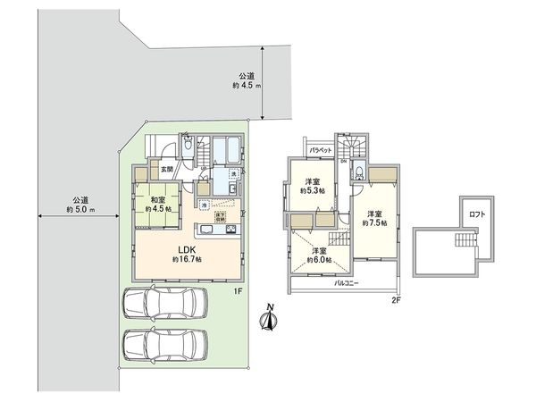 東久留米市南沢5丁目 新築戸建1号棟 間取図(平面図) 東久留米市南沢5丁目 新築戸建1号棟 間取図(平面図)