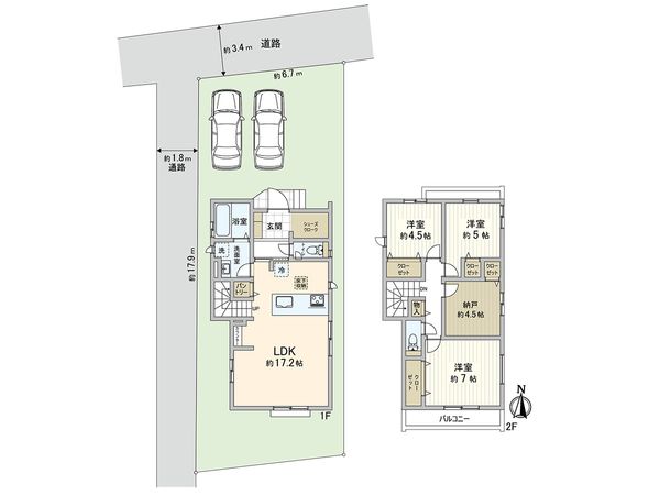 東久留米市南沢2丁目 新築戸建 1号棟 間取図(平面図) 東久留米市南沢2丁目 新築戸建 1号棟 間取図(平面図)