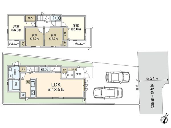 東久留米市学園町2丁目 新築戸建 1号棟 間取図(平面図) 東久留米市学園町2丁目 新築戸建 1号棟 間取図(平面図)