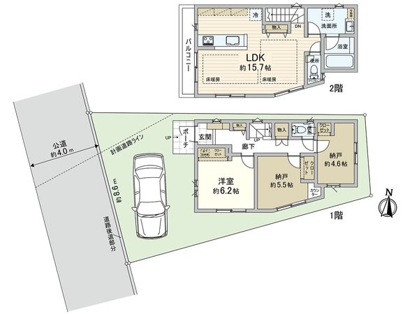 東久留米市氷川台2丁目 新築戸建 2号棟 間取図(平面図) 東久留米市氷川台2丁目 新築戸建 2号棟 間取図(平面図)