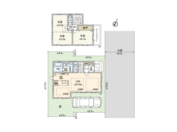 清瀬市竹丘3丁目 戸建 間取図(平面図) 清瀬市竹丘3丁目 戸建 間取図(平面図)