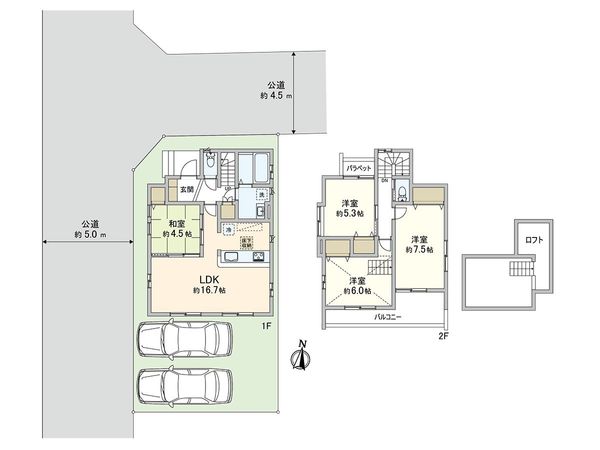 東久留米市南沢5丁目 新築戸建1号棟 間取図(平面図) 東久留米市南沢5丁目 新築戸建1号棟 間取図(平面図)