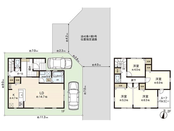 新座市西堀1丁目 新築戸建 間取図(平面図) 新座市西堀1丁目 新築戸建 間取図(平面図)