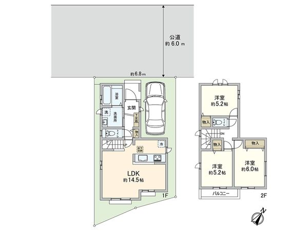 新座市野寺2丁目 新築戸建 間取図(平面図)