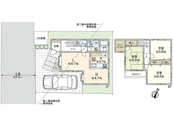清瀬市上清戸2丁目 戸建 間取図(平面図) 清瀬市上清戸2丁目 戸建 間取図(平面図)