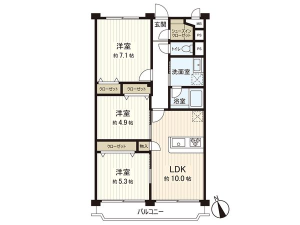 カクタス田無マンション 間取図(平面図) 間取図(平面図)