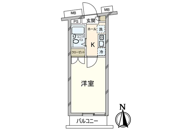 お一人暮らしとしてのご利用や、投資用としておすすめの１Kの間取です。